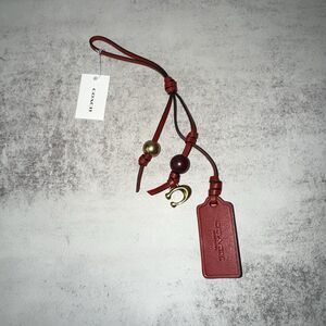 Coach Women's Red Heritage Leather Bag Charm CX163
